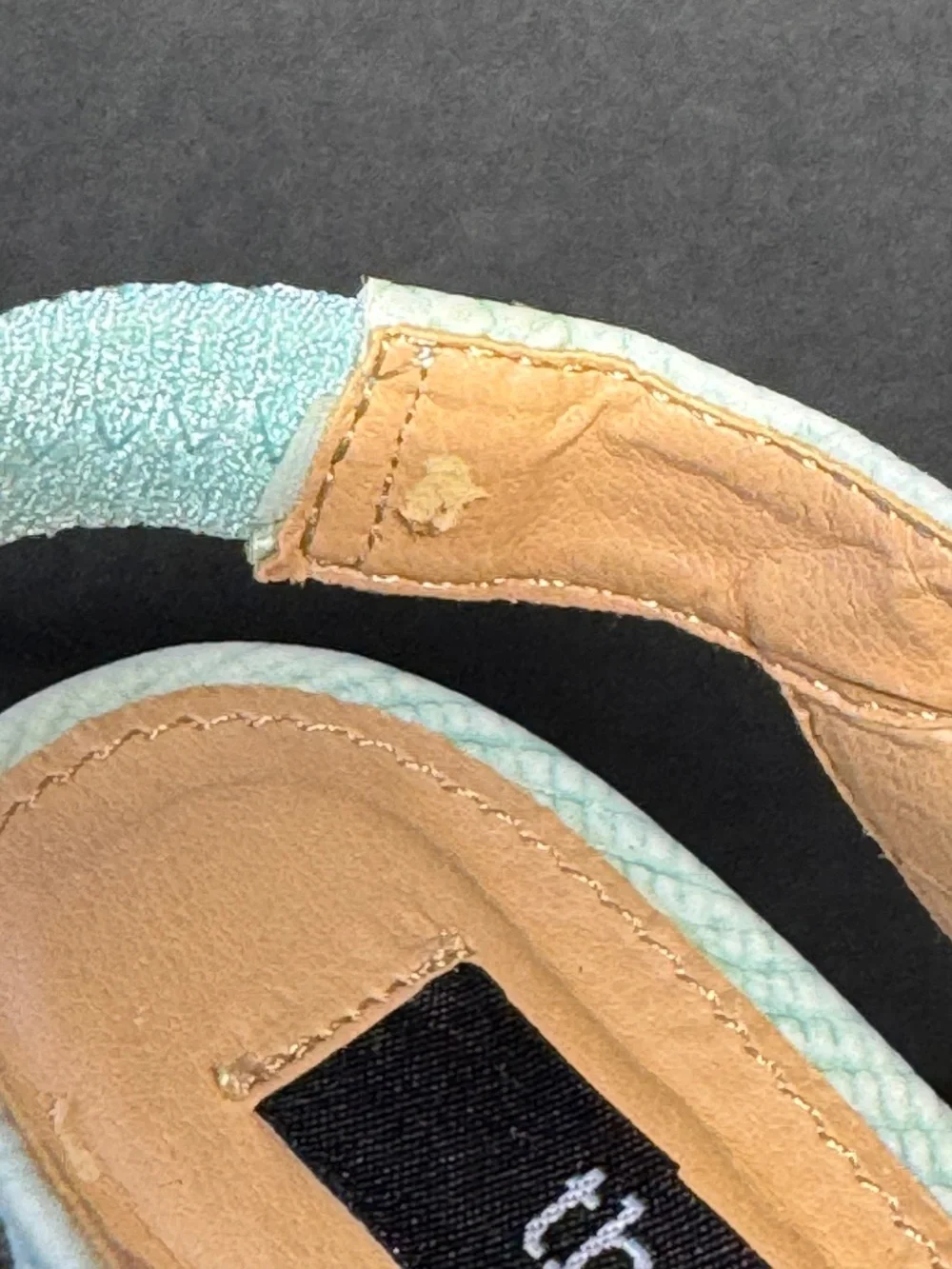 Theme Mint Green/Blue Snake Emb Beaded Wedge Sandals Size 6 T-Strap Heels